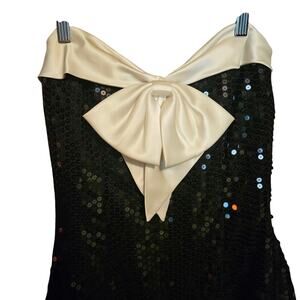 1990's Vintage Bow Prom Dress Angel by Venus Mermaid Style Sequins White Large